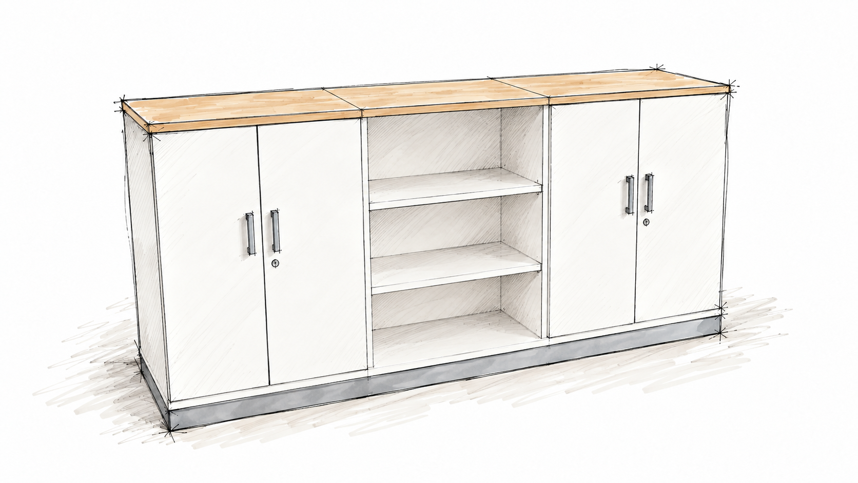 Aktenschrank mit Regal 3 OH 2400 mm 