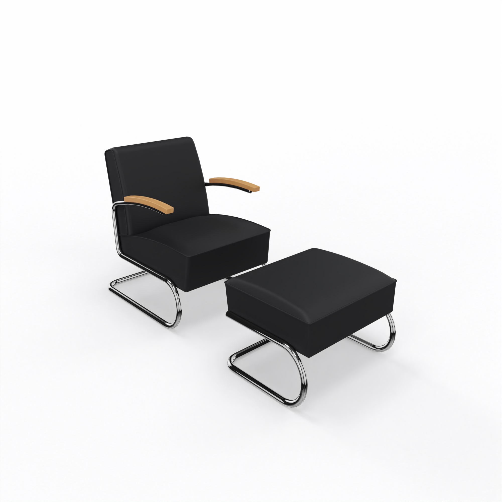 S 412 Thonet Freischwingersessel mit Hocker S 412 Thonet Freischwingersessel mit Hocker