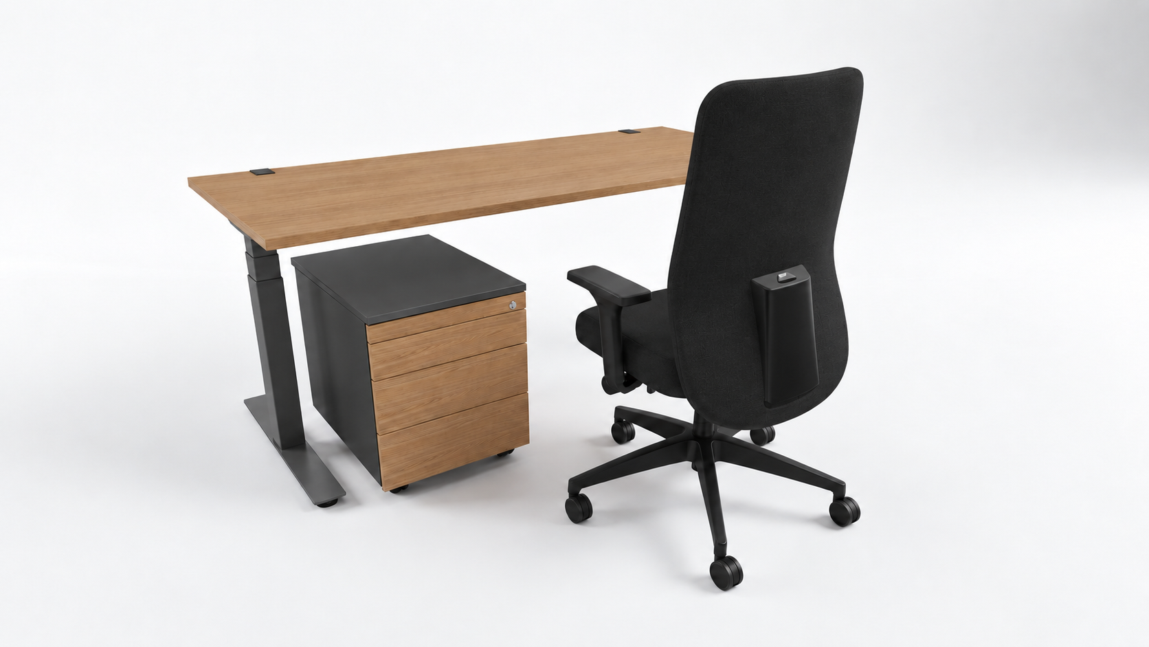 Set - Sitzstehtisch - Bürostuhl - Rollcontainer