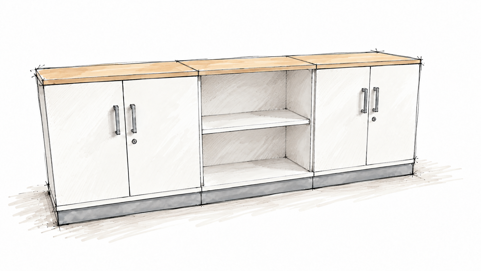 Aktenschrank mit Regal 2 OH 2400 mm 