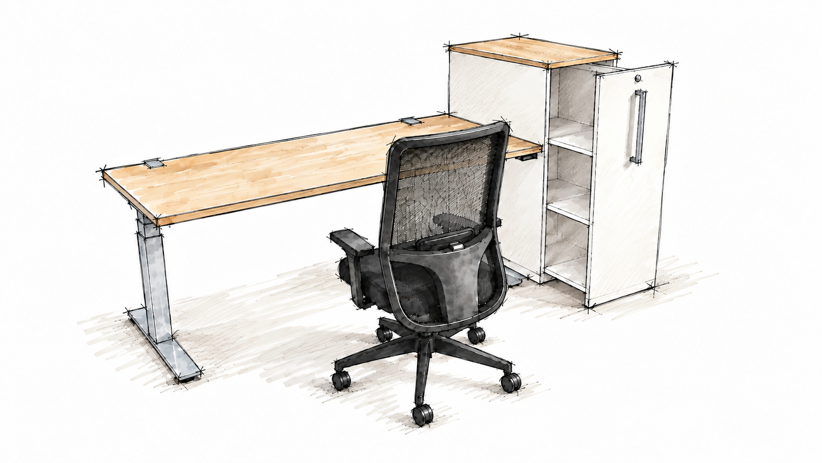 Set - Sitzstehtisch - Bürostuhl - Highcontainer